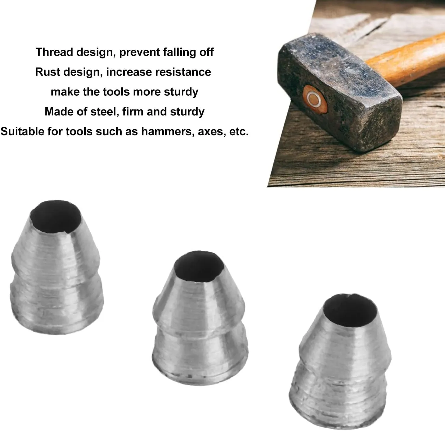 Round Handle Wedges, Pack of 20 Safety Round Handle Wedges Steel Hammer Handle Splitting Wedge Set Hammer Handle Wedge Kit for Axe Claw Hammer Sledge Reinforcement Work (Diameter