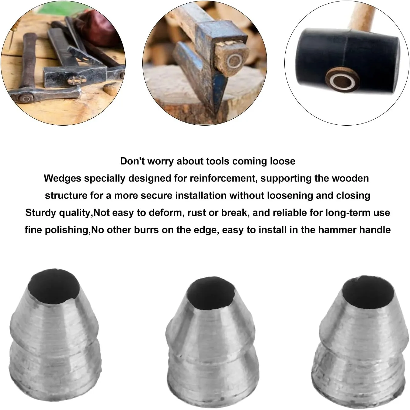 Round Handle Wedges, Pack of 20 Safety Round Handle Wedges Steel Hammer Handle Splitting Wedge Set Hammer Handle Wedge Kit for Axe Claw Hammer Sledge Reinforcement Work (Diameter
