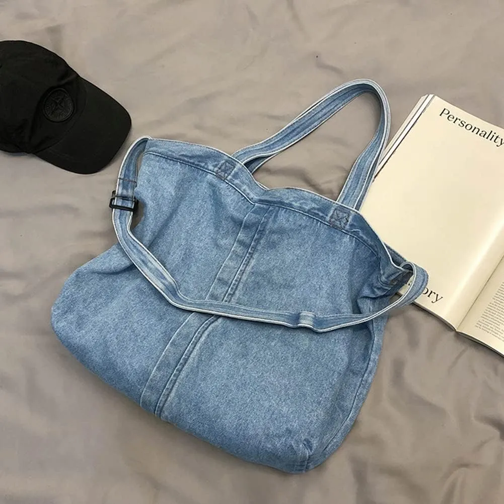 ROUROU Handbag for Women Hobo Tote Bag Denim Crossbody Bag Casual Satchel Large Capacity Purse