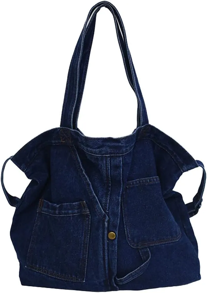 ROUROU Handbag for Women Hobo Tote Bag Denim Crossbody Bag Casual Satchel Large Capacity Purse