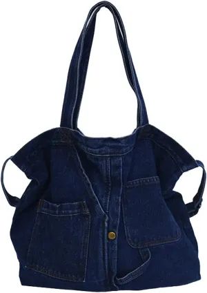 ROUROU Handbag for Women Hobo Tote Bag Denim Crossbody Bag Casual Satchel Large Capacity Purse