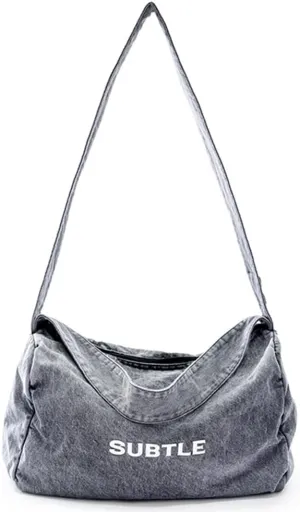 ROUROU Shoulder Bag for Women & Men Large Capacity Crossbody Bag Denim Handbag Casual Tote Bag Retro Purse
