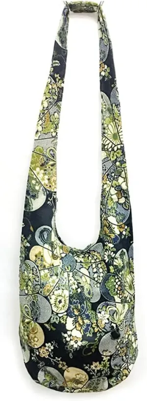 ROUROU Shoulder Bag for women Hippie Crossbody Bag Bohemian Satchel Printed Cotton Linen Hobo Bag Purse