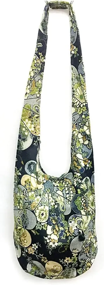 ROUROU Shoulder Bag for women Hippie Crossbody Bag Bohemian Satchel Printed Cotton Linen Hobo Bag Purse