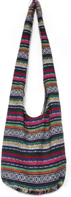 ROUROU Shoulder Bag for women Hippie Crossbody Bag Bohemian Satchel Printed Cotton Linen Hobo Bag Purse