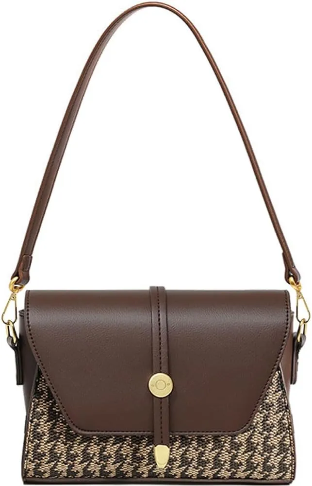RTGGSEL Women's Contrast Color Plaid Striped Saddle Crossbody Shoulder Underarm Satchel Handbag Tote Clutch Purse Hobo Bag