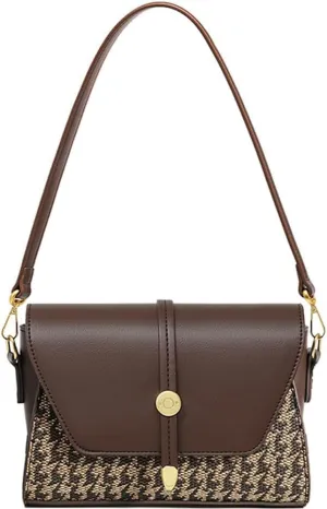 RTGGSEL Women's Contrast Color Plaid Striped Saddle Crossbody Shoulder Underarm Satchel Handbag Tote Clutch Purse Hobo Bag