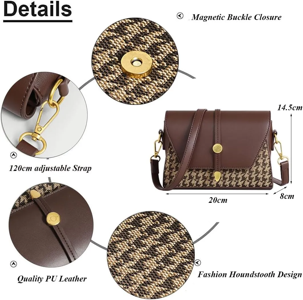 RTGGSEL Women's Contrast Color Plaid Striped Saddle Crossbody Shoulder Underarm Satchel Handbag Tote Clutch Purse Hobo Bag