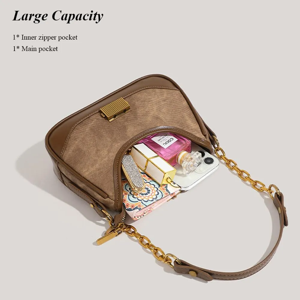 RTGGSEL Women's Contrast Color Plaid Striped Saddle Crossbody Shoulder Underarm Satchel Handbag Tote Clutch Purse Hobo Bag