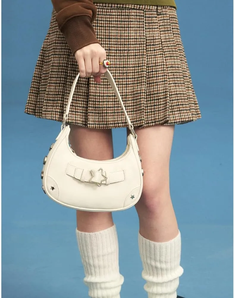 RTGGSEL Women's Contrast Color Plaid Striped Saddle Crossbody Shoulder Underarm Satchel Handbag Tote Clutch Purse Hobo Bag