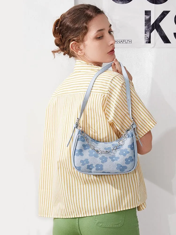 RTGGSEL Women's Contrast Color Plaid Striped Saddle Crossbody Shoulder Underarm Satchel Handbag Tote Clutch Purse Hobo Bag