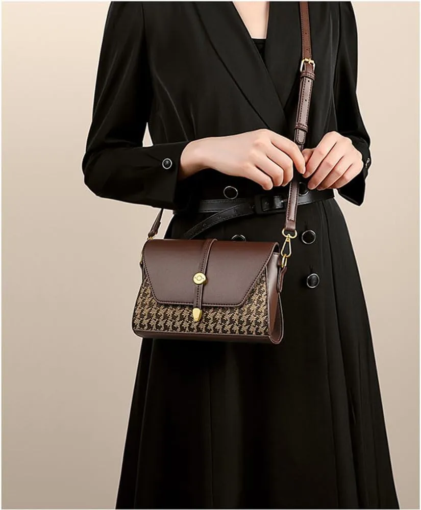 RTGGSEL Women's Contrast Color Plaid Striped Saddle Crossbody Shoulder Underarm Satchel Handbag Tote Clutch Purse Hobo Bag
