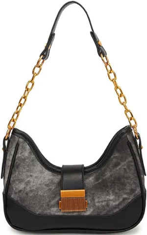 RTGGSEL Women's Contrast Color Plaid Striped Saddle Crossbody Shoulder Underarm Satchel Handbag Tote Clutch Purse Hobo Bag