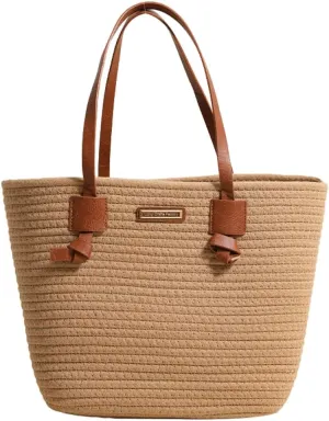 Rungion Large Woven Tote Bags for Women Cotton Rope Handbag Summer Beach Shoulder Bag Vacation Top Handle Purses