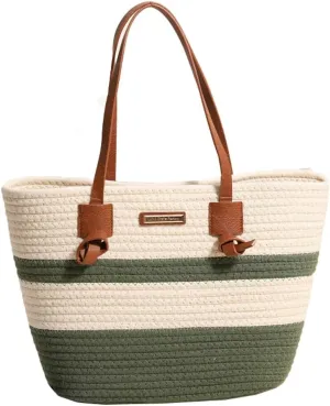 Rungion Large Woven Tote Bags for Women Cotton Rope Handbag Summer Beach Shoulder Bag Vacation Top Handle Purses