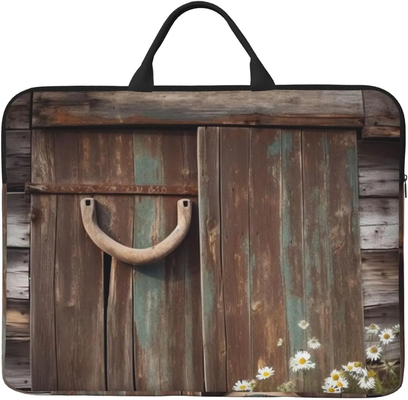 Rustic Horseshoe Barn Wooden Laptop Case Sleeve 14 inch Shockproof Protective Notebook Case Travel Laptop Bag with Handle Waterproof Computer Cover Briefcase Handbags for Men Women