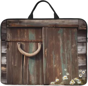 Rustic Horseshoe Barn Wooden Laptop Case Sleeve 14 inch Shockproof Protective Notebook Case Travel Laptop Bag with Handle Waterproof Computer Cover Briefcase Handbags for Men Women
