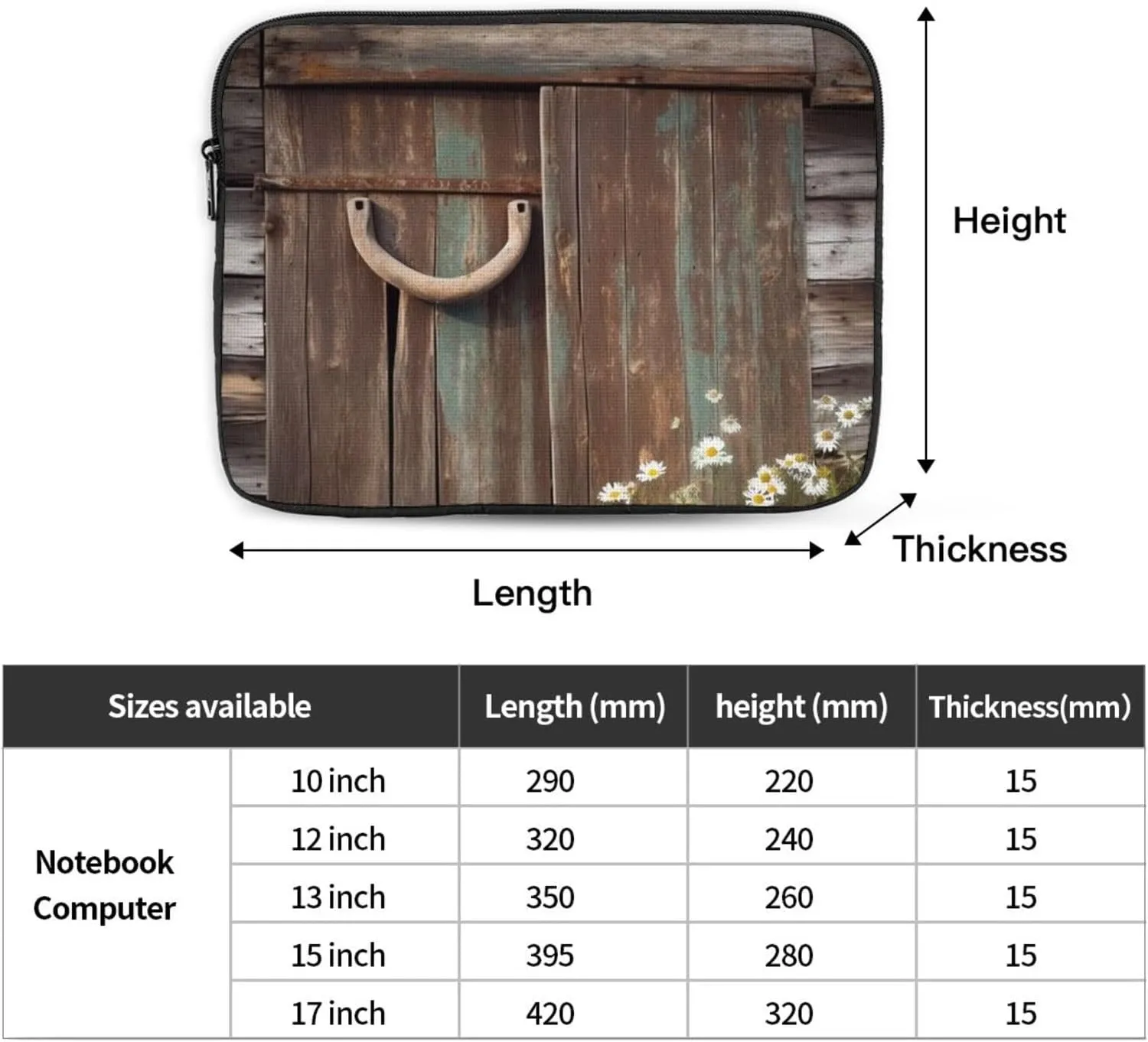 Rustic Horseshoe Barn Wooden Laptop Sleeve 10 inch Shockproof Protective Computer Carrying Cover Water Resistant Computer Bag Laptop Case Briefcase Handbags Portable Laptop Bag Gifts for Men Women