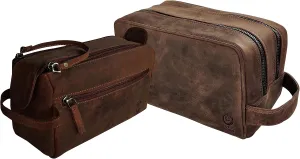 RUSTIC TOWN Quality Premium Leather Toiletry Bags Combo - The Best Masculine Travel Organizer Gift For Men Women