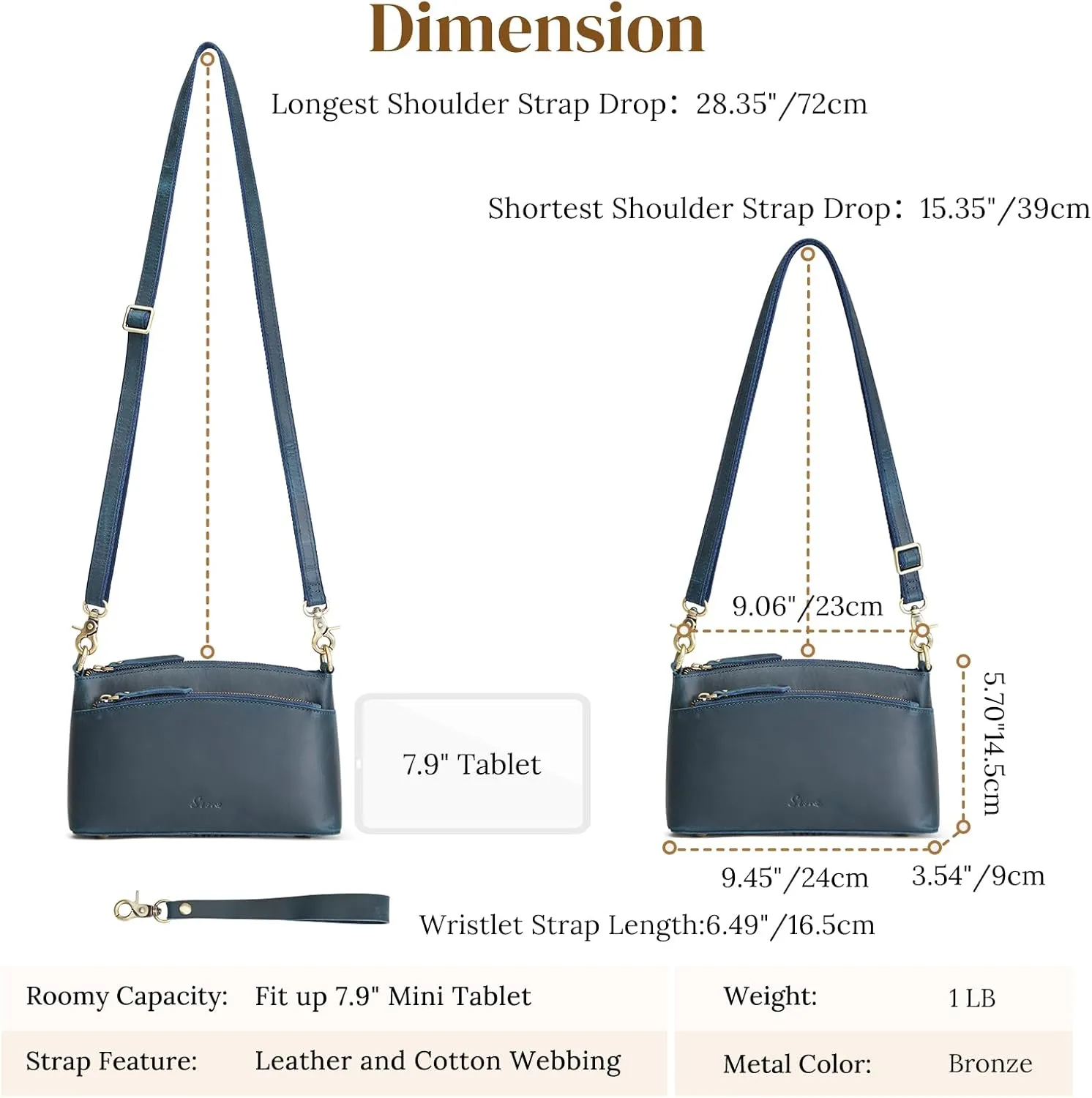 S-ZONE Small Genuine Leather Crossbody Bags for Women Purse and Handbag Wristlet