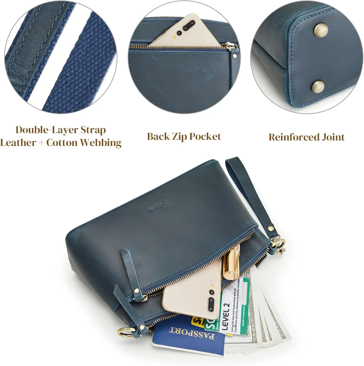 S-ZONE Small Genuine Leather Crossbody Bags for Women Purse and Handbag Wristlet