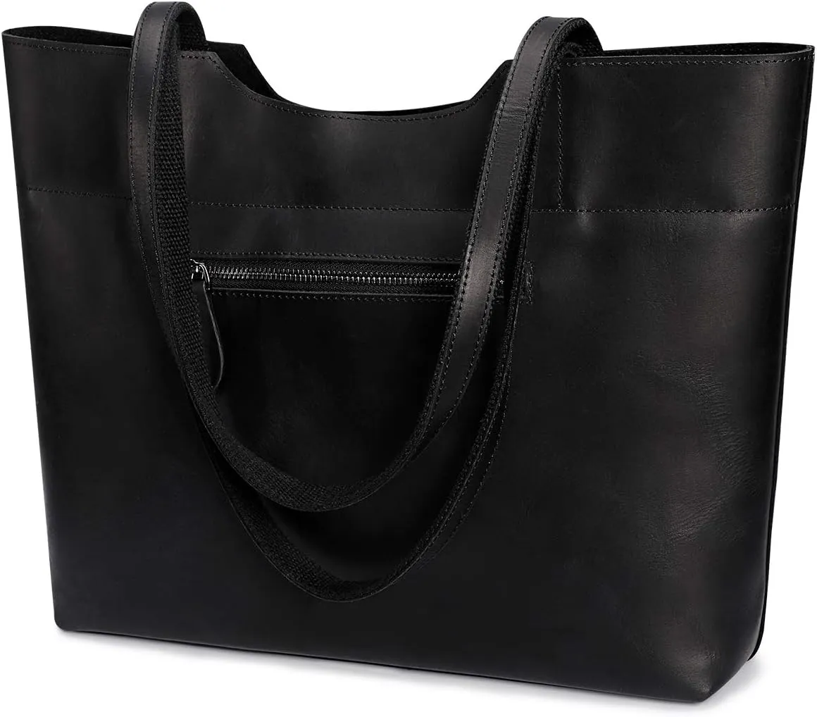 S-ZONE Vintage Genuine Leather Tote Bag for Women Large Handbag Shoulder Purse