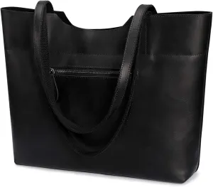 S-ZONE Vintage Genuine Leather Tote Bag for Women Large Handbag Shoulder Purse