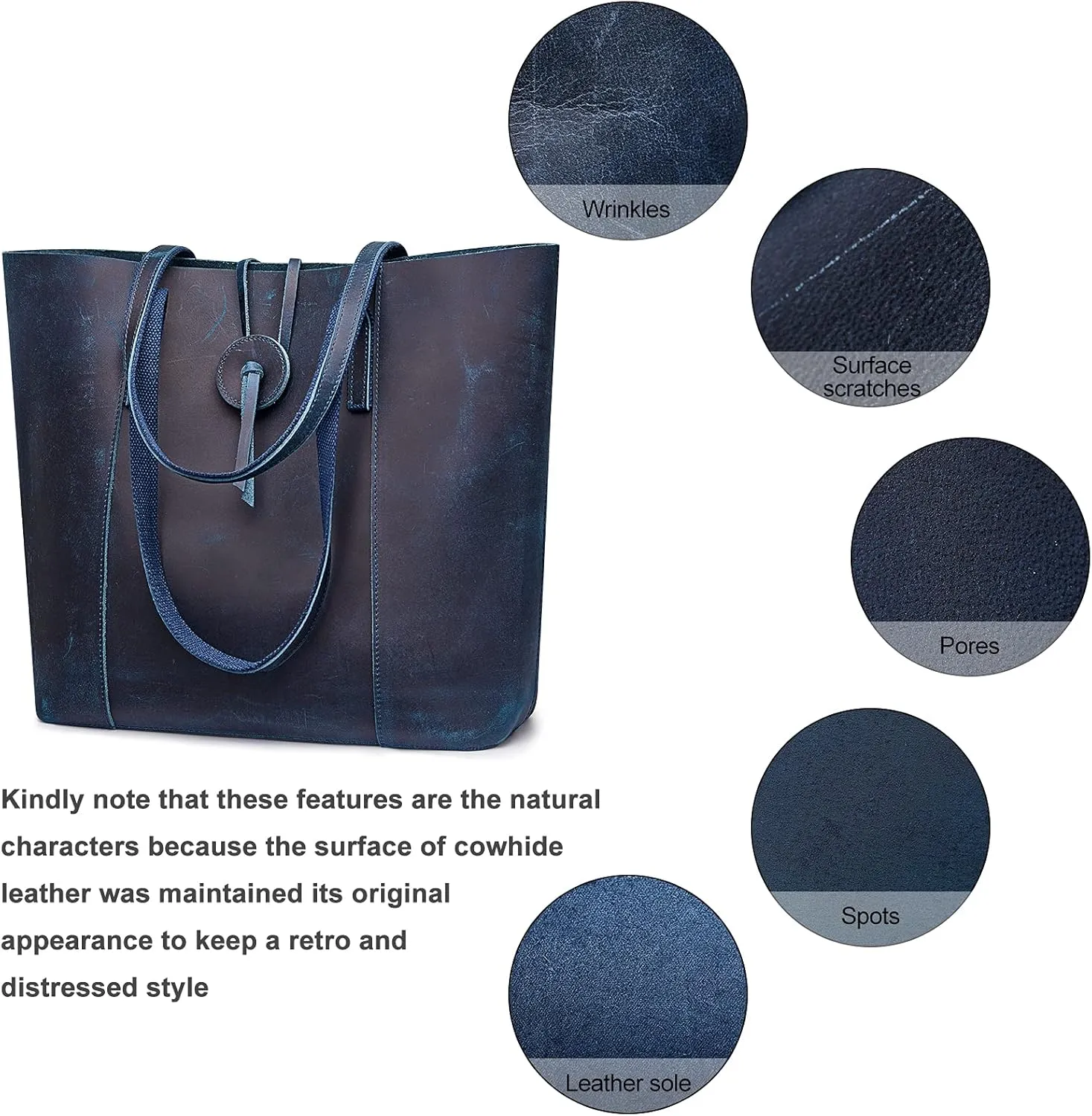 S-ZONE Vintage Genuine Leather Tote Bag for Women Large Shoulder Purse Handbag