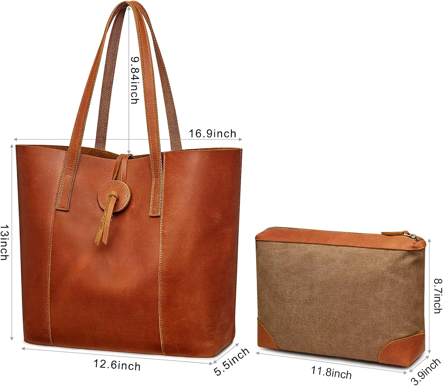S-ZONE Vintage Genuine Leather Tote Bag for Women Large Shoulder Purse Handbag