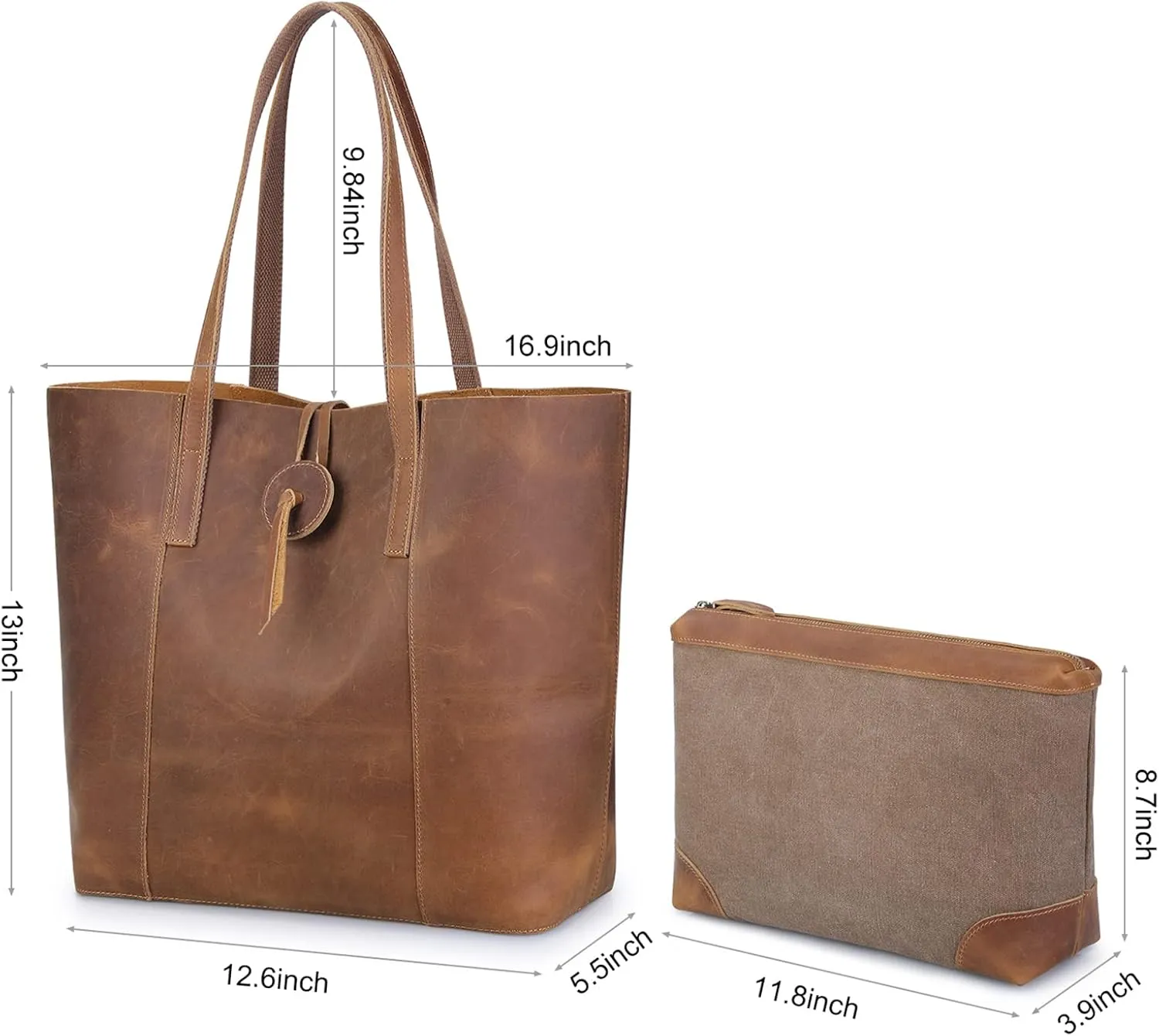 S-ZONE Vintage Genuine Leather Tote Bag for Women Large Shoulder Purse Handbag
