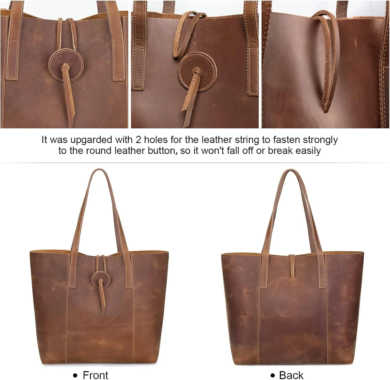 S-ZONE Vintage Genuine Leather Tote Bag for Women Large Shoulder Purse Handbag