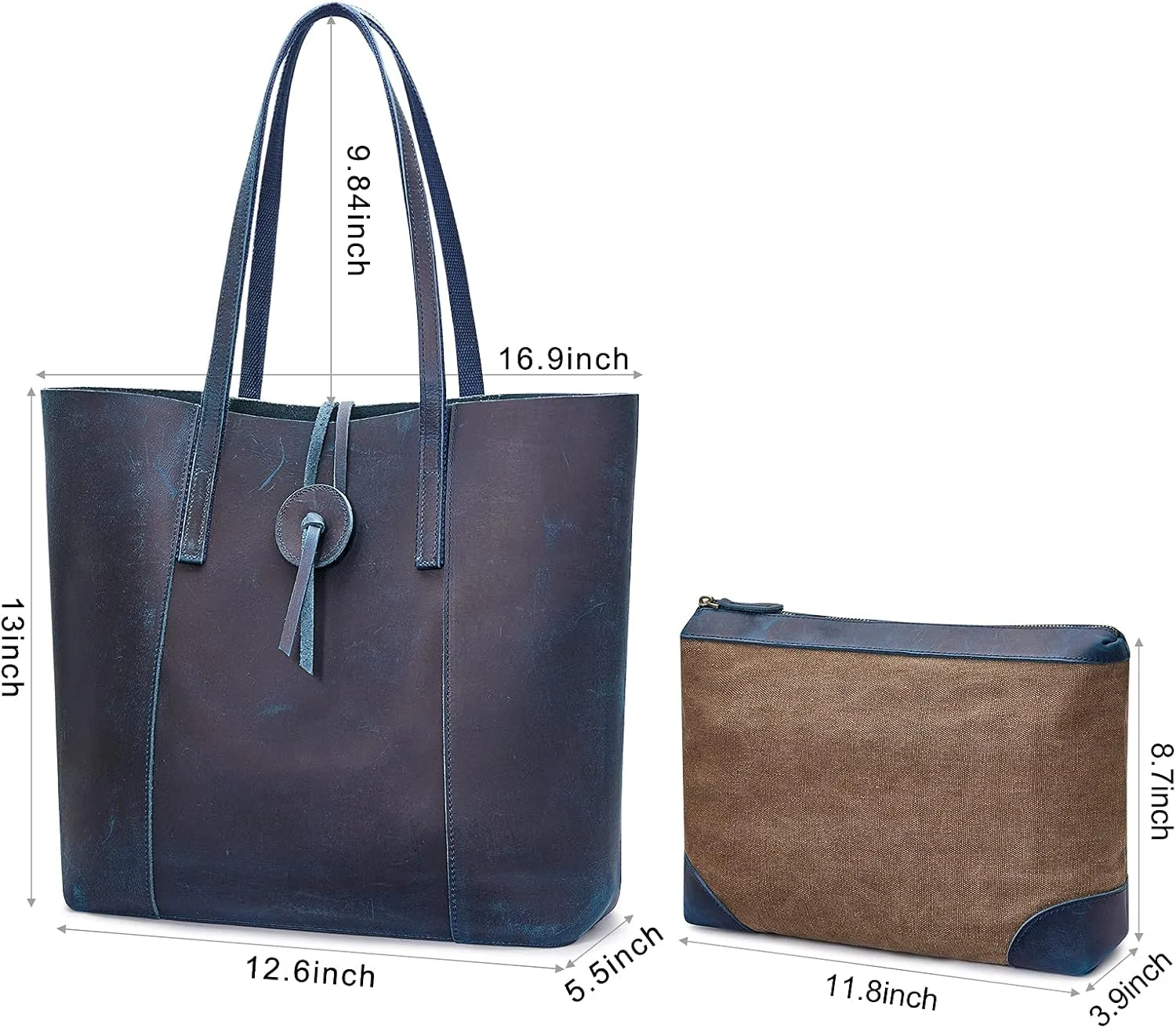 S-ZONE Vintage Genuine Leather Tote Bag for Women Large Shoulder Purse Handbag