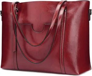 S-ZONE Women Genuine Leather Top Handle Satchel Daily Work Tote Shoulder Bag