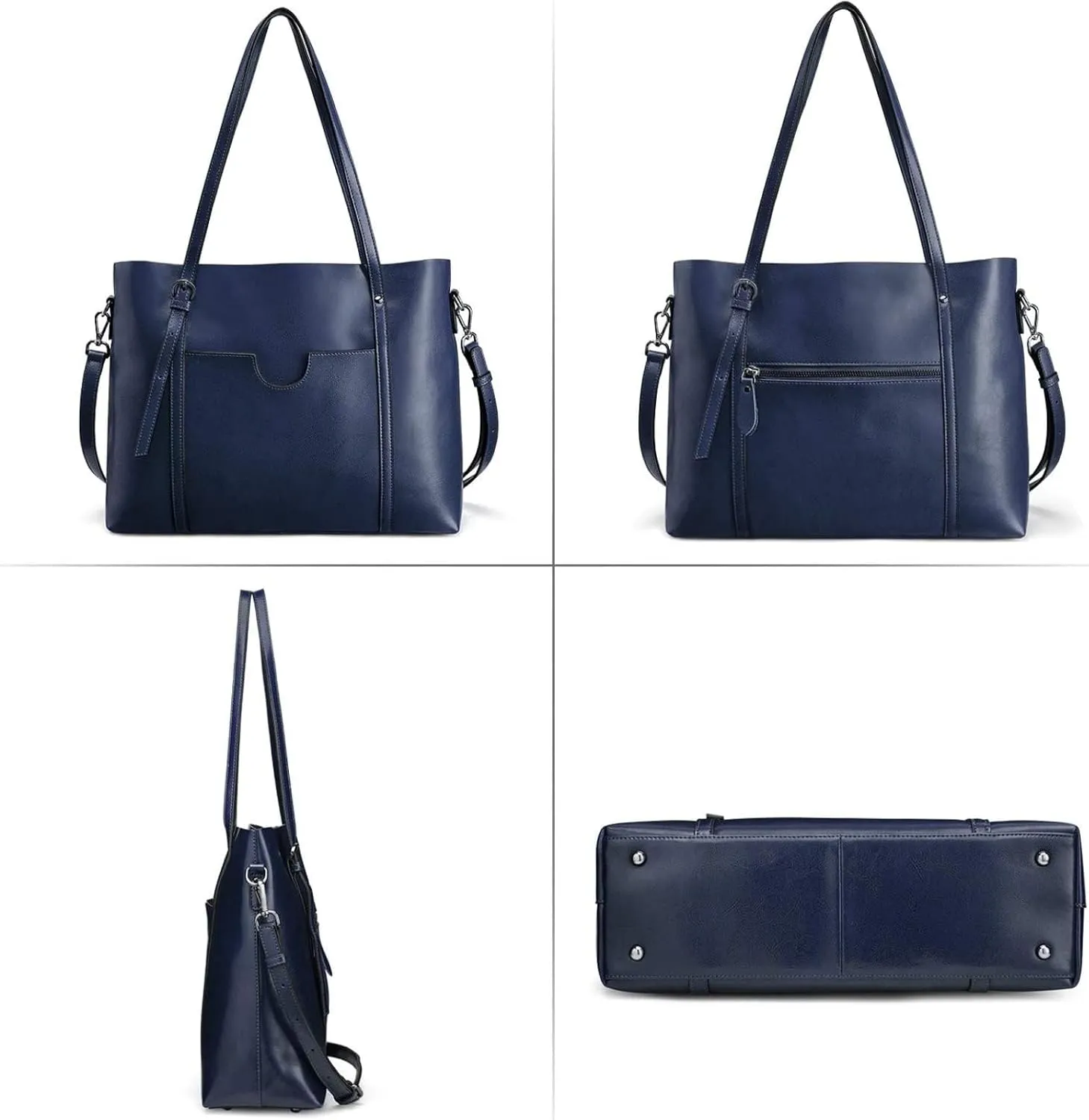 S-ZONE Women Genuine Leather Top Handle Satchel Daily Work Tote Shoulder Bag