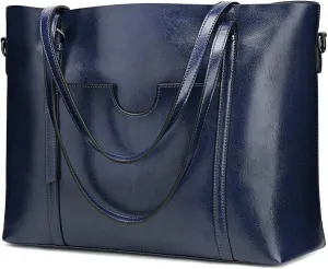 S-ZONE Women Genuine Leather Top Handle Satchel Daily Work Tote Shoulder Bag