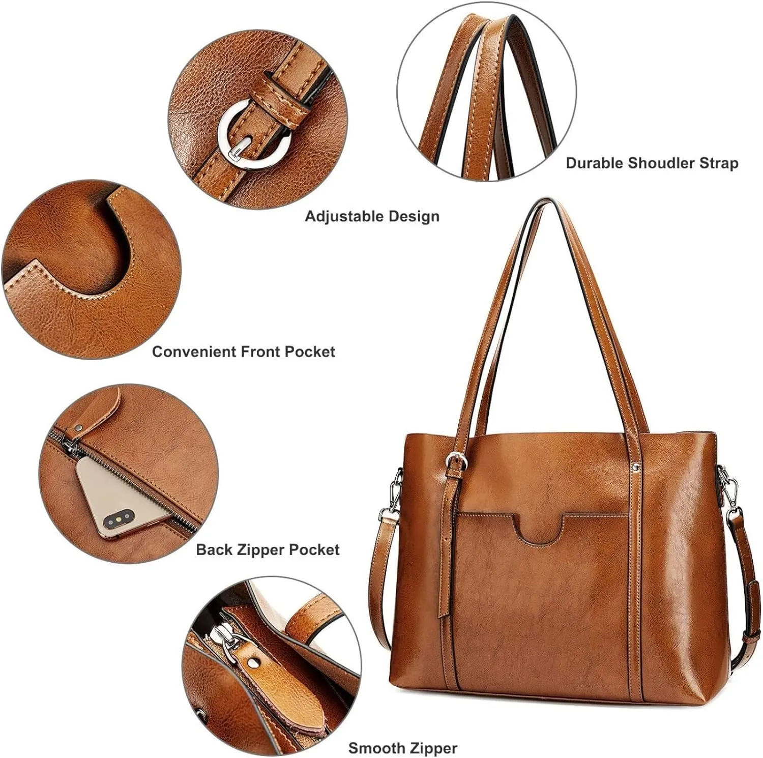 S-ZONE Women Genuine Leather Top Handle Satchel Daily Work Tote Shoulder Bag