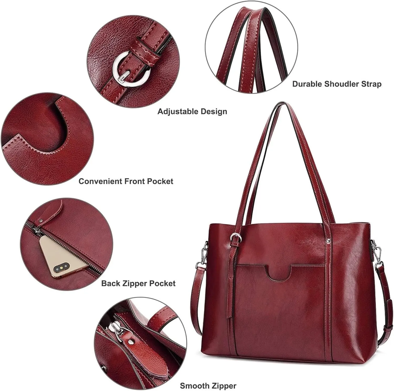 S-ZONE Women Genuine Leather Top Handle Satchel Daily Work Tote Shoulder Bag