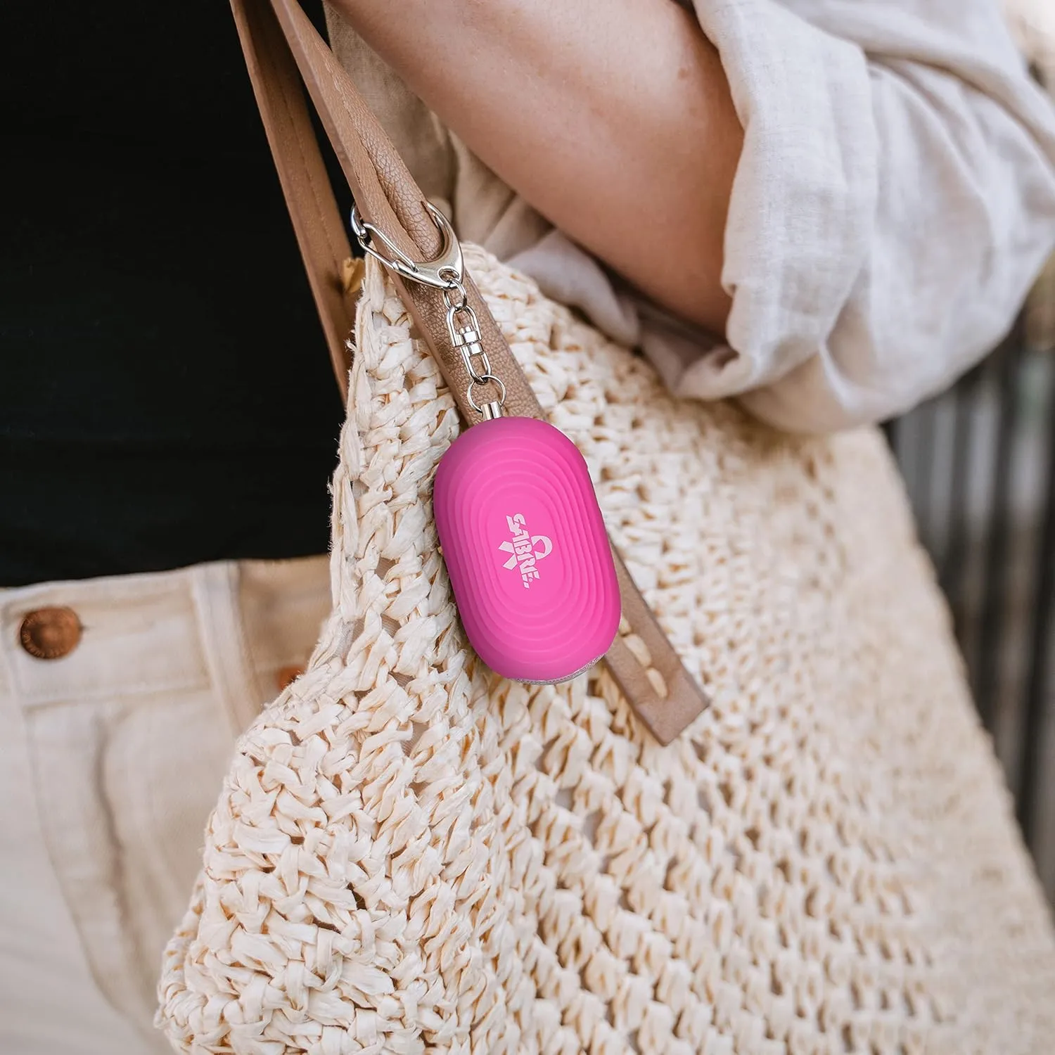 SABRE 2-in-1 Personal Alarm with LED Light, 130dB Personal Safety Siren, Snap Hook for Instant Access, 1,250 Foot (381 Meters) Range, Compact Design for Easy Attachment to Purse, Bag, or Keys