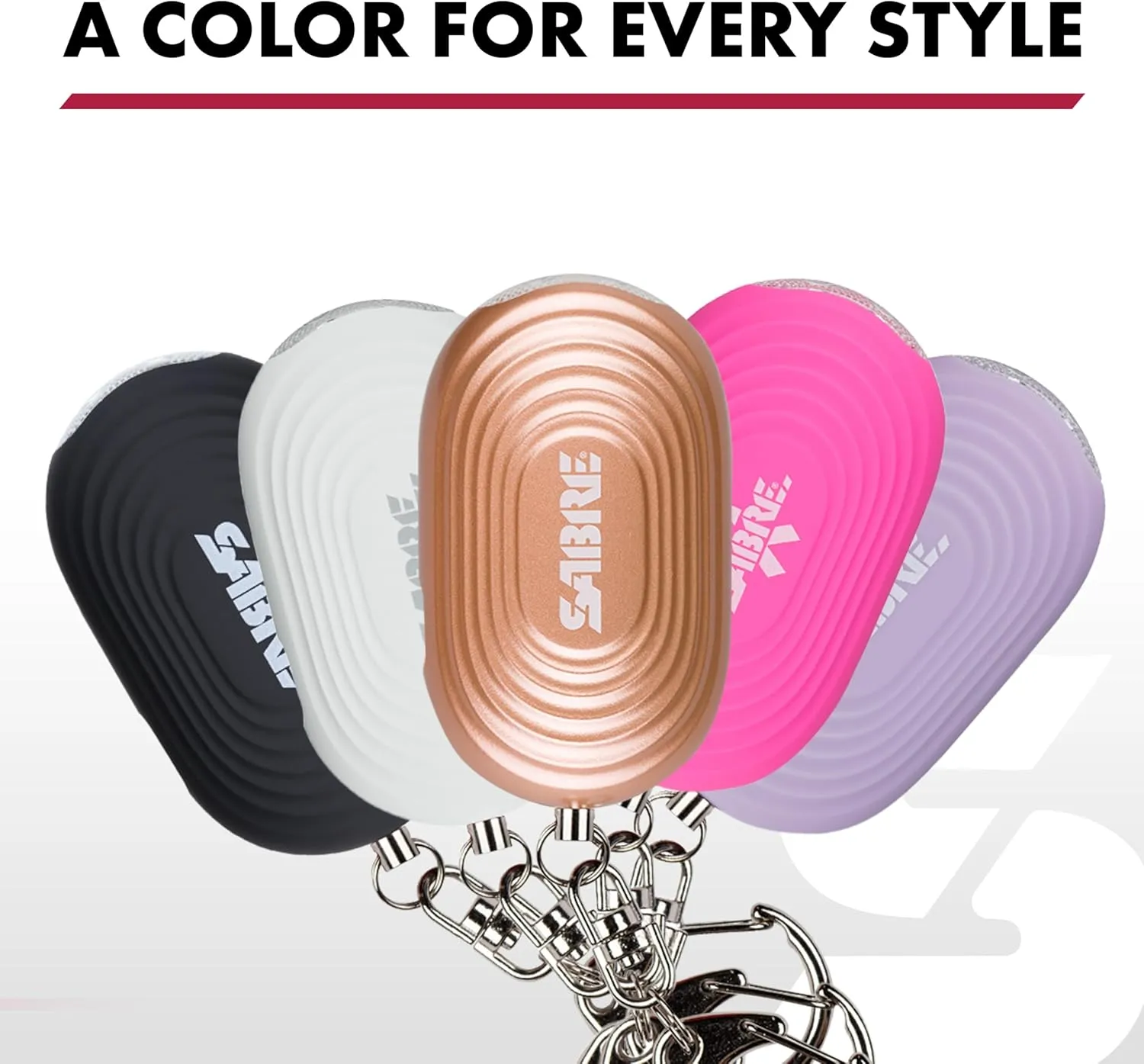 SABRE 2-in-1 Personal Alarm with LED Light, 130dB Personal Safety Siren, Snap Hook for Instant Access, 1,250 Foot (381 Meters) Range, Compact Design for Easy Attachment to Purse, Bag, or Keys