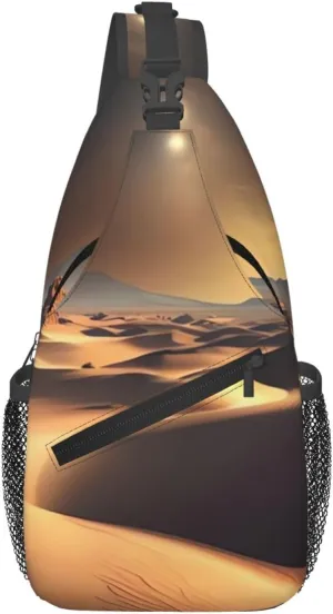 Sahara Desert Cross Chest Bag Diagonally Sling Bag for Men Women Crossbody Shoulder Bag Travel Hiking Daypack