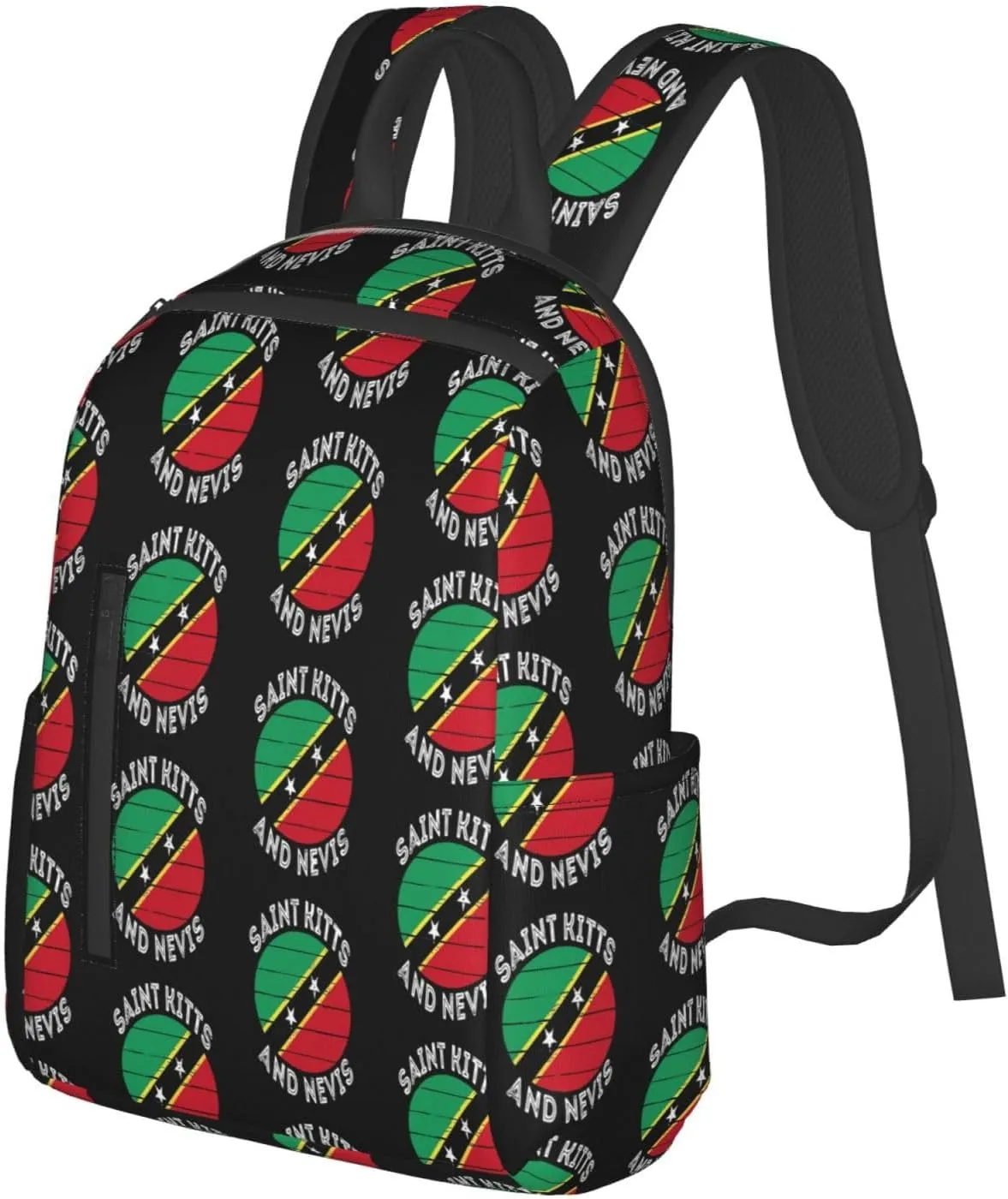 Saint Kitts Nevis Roots Flag Casual Laptop Backpack Travel Rucksack Sports Daypack Adjustable Strap Bags with Multi-Pockets for Working Running Camping