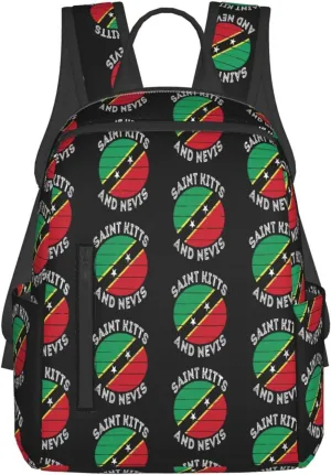 Saint Kitts Nevis Roots Flag Casual Laptop Backpack Travel Rucksack Sports Daypack Adjustable Strap Bags with Multi-Pockets for Working Running Camping