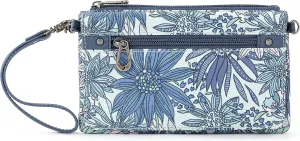 Sakroots Corin Smartphone Flap Crossbody in Eco-Twill, Denim Flower Garden