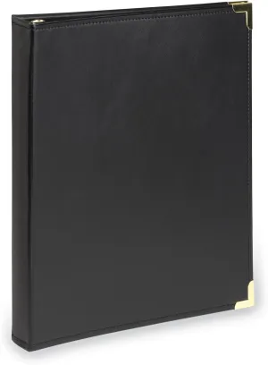 Samsill Classic Collection Executive Presentation 3 Ring Binder/Portfolio Binder, Half Inch Binder, Brass Round Ring (Holds 100 Sheets), Black