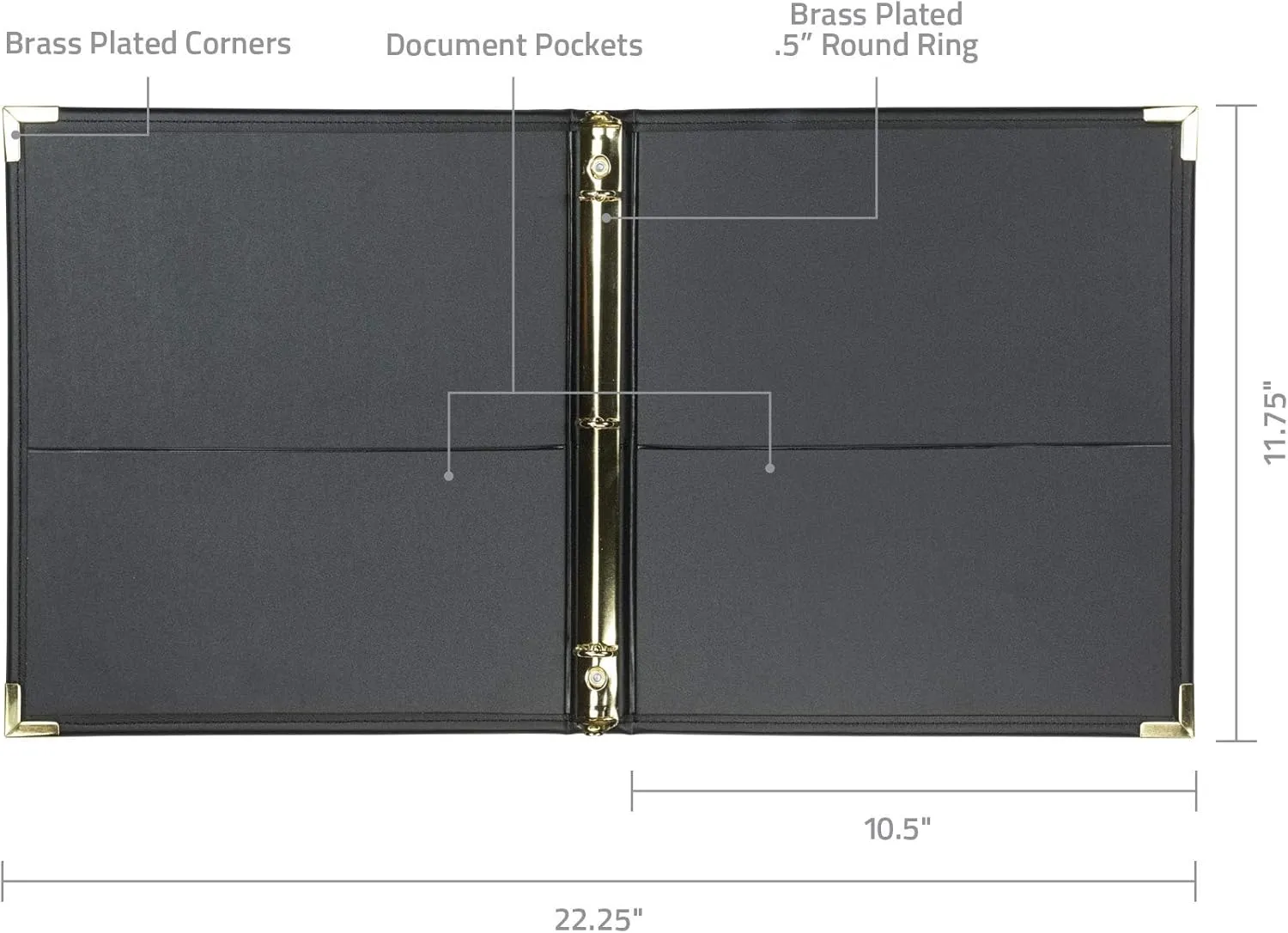 Samsill Classic Collection Executive Presentation 3 Ring Binder/Portfolio Binder, Half Inch Binder, Brass Round Ring (Holds 100 Sheets), Black