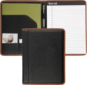 Samsill Professional Padfolio, Hampton Collection, Black/Brown Faux-Leather Business Portfolio, Includes 8.5 x 11 Writing Pad