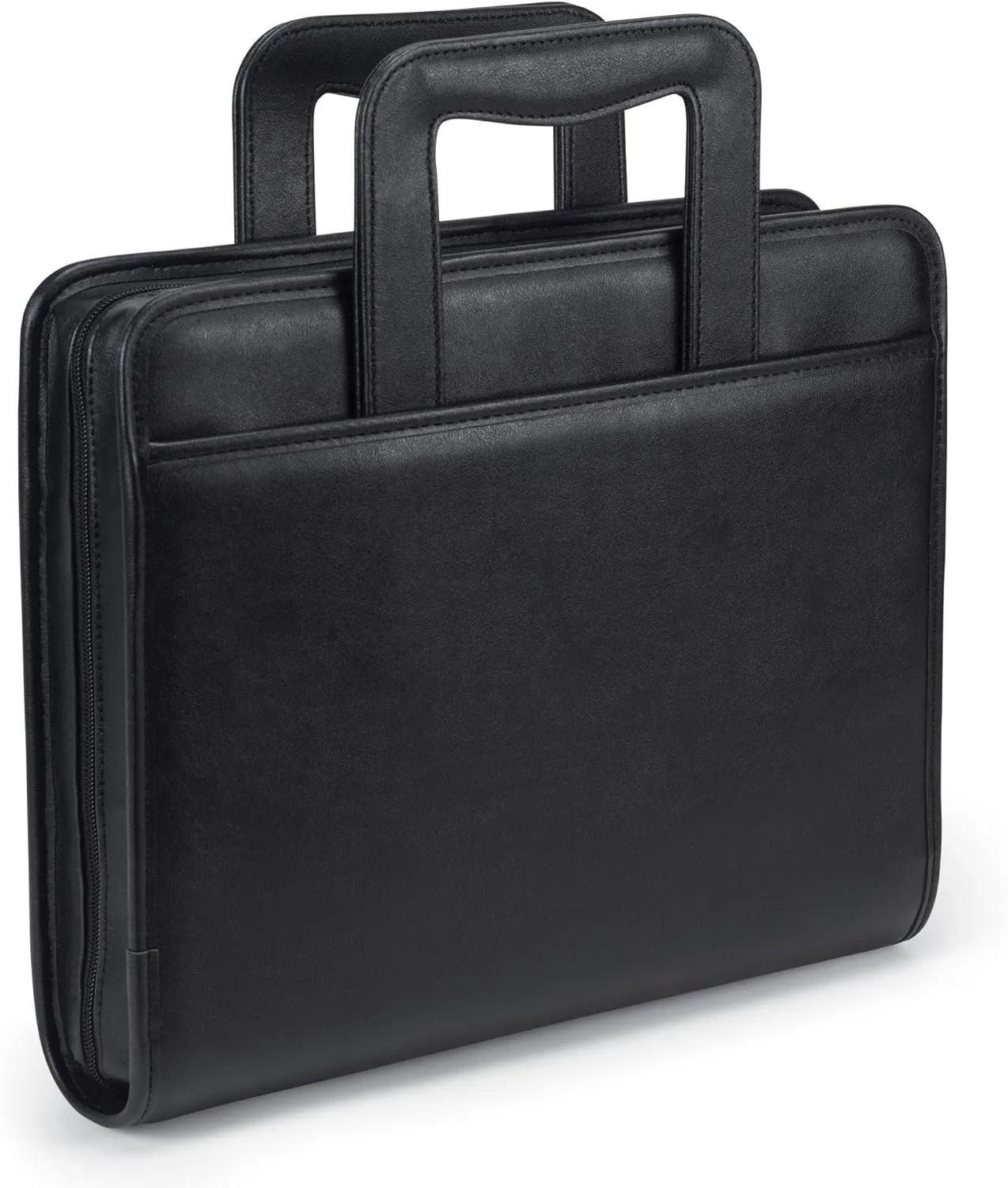 Samsill Professional Padfolio/Portfolio with Zippered Closure Case, 2 Inch Removable Round Ring Binder, Retractable Handles, Interior 10.1” Tablet Sleeve, Black