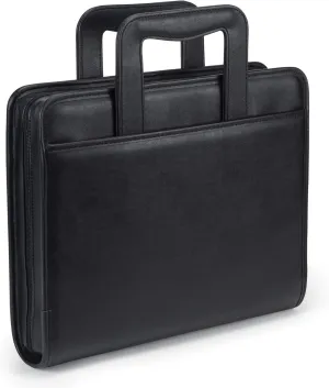 Samsill Professional Padfolio/Portfolio with Zippered Closure Case, 2 Inch Removable Round Ring Binder, Retractable Handles, Interior 10.1” Tablet Sleeve, Black