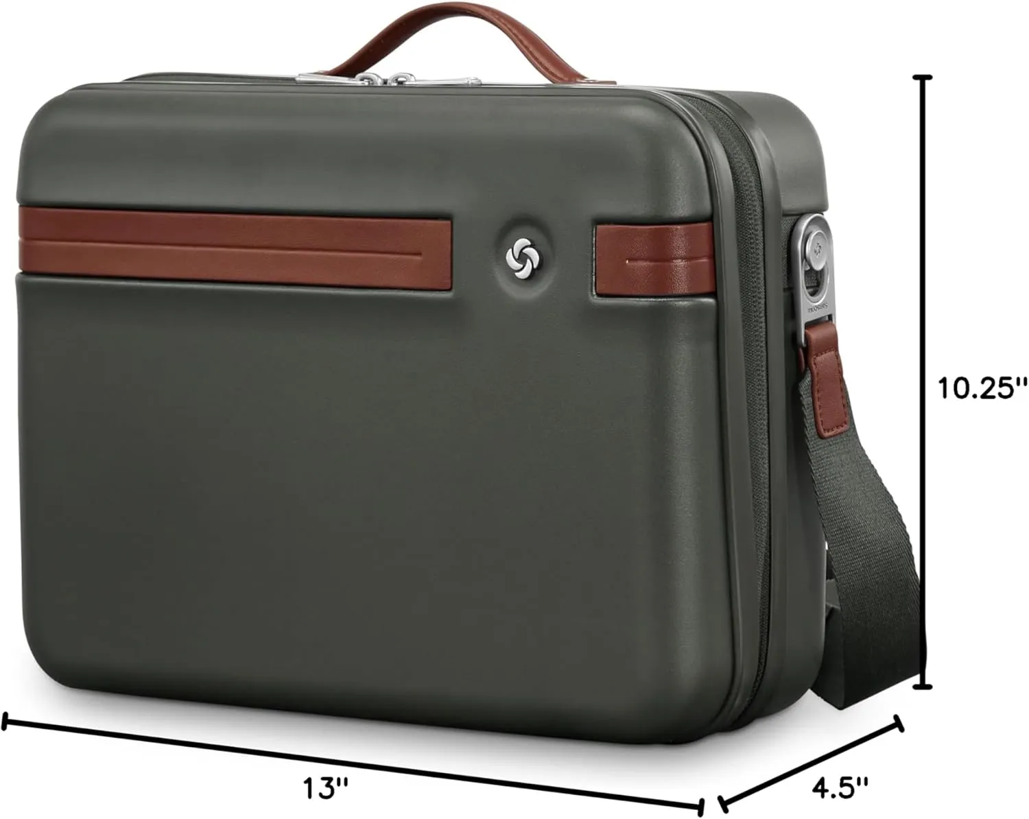 Samsonite Virtuosa Hardside Train Case, Crossbody Travel Makeup Case with Removable Strap, Pine Green