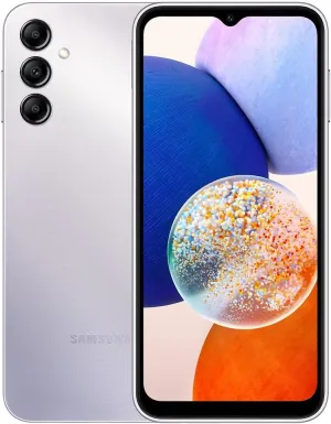SAMSUNG Galaxy A14 5G   4G LTE (128GB   4GB) Unlocked Worldwide (Only T-Mobile/Mint/Tello USA Market) 1 Year Warranty Latin America 6.6" 50MP Triple Camera   (15W Wall Charger) (Silver)